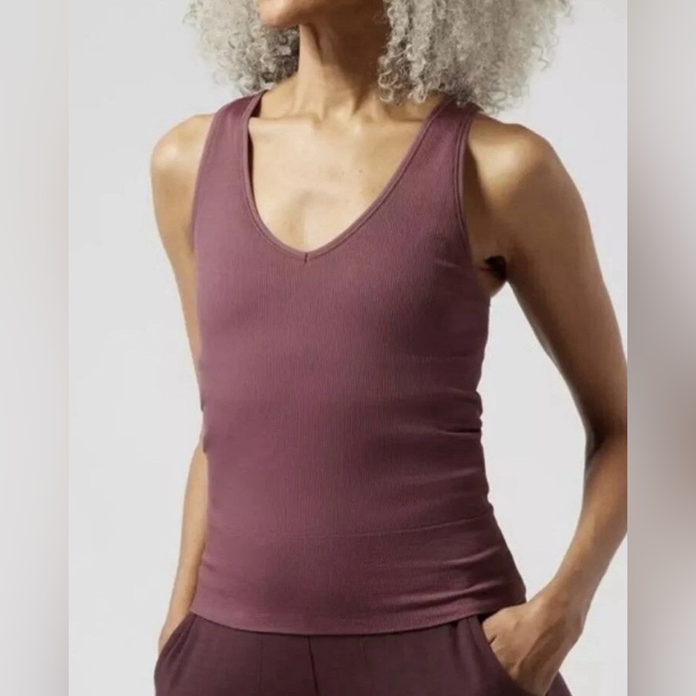 Athleta Aurora Seamless Ribbed Tank Top Tawny Rose Sz Small